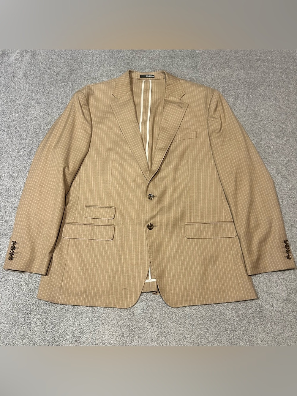 Murano Slim Fit Blazer Mens Large Brown Tan Stripe Sport Coat  Jacket